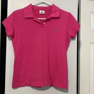 Lacoste Prep Pink Signature Collared Shirt